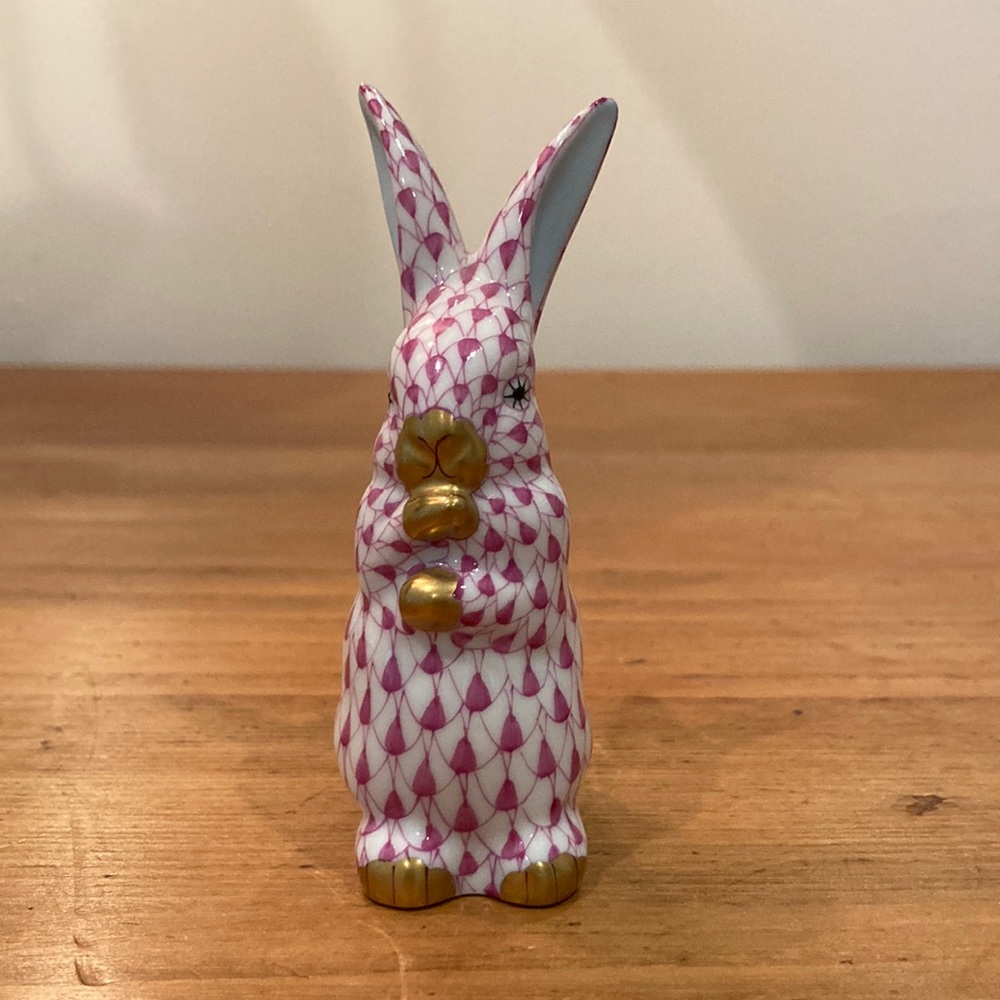 Vintage Herend Raspberry Rabbit/Bunny with 24k gold details